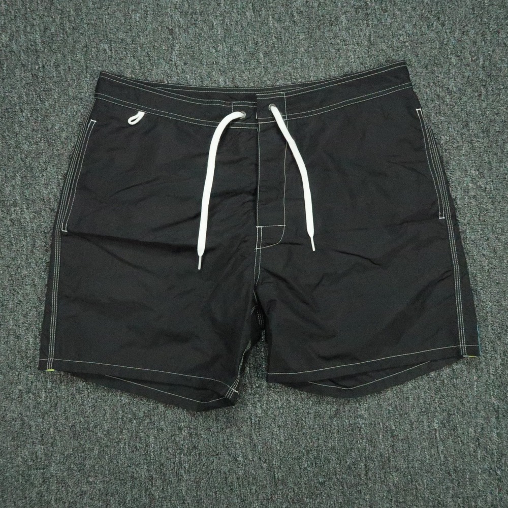 Sundek Swim Trunks Mens 34 Black Rainbow Striped Mesh Lined Surf Pockets